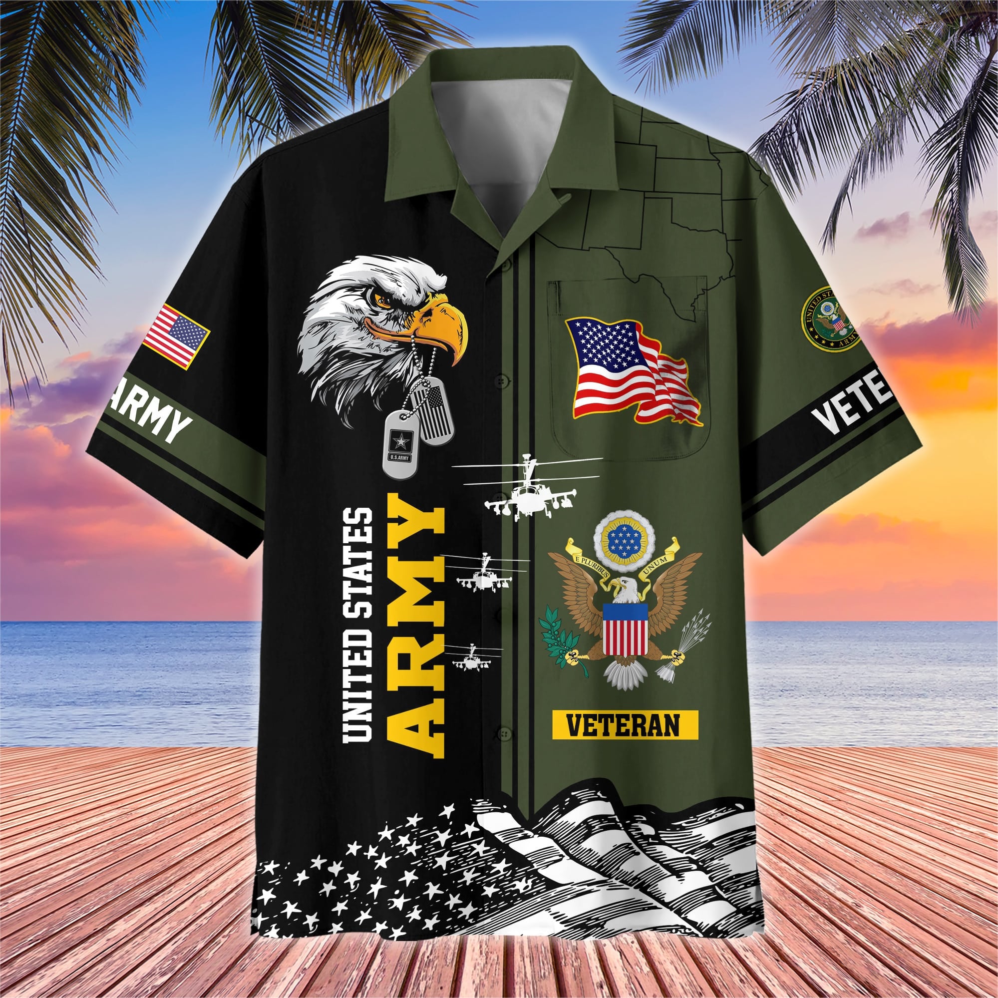 Premium US Veterans Hawaiian Shirt With Pocket, Gifts For US Veterans, Gifts On Independence Day, Veterans Day.