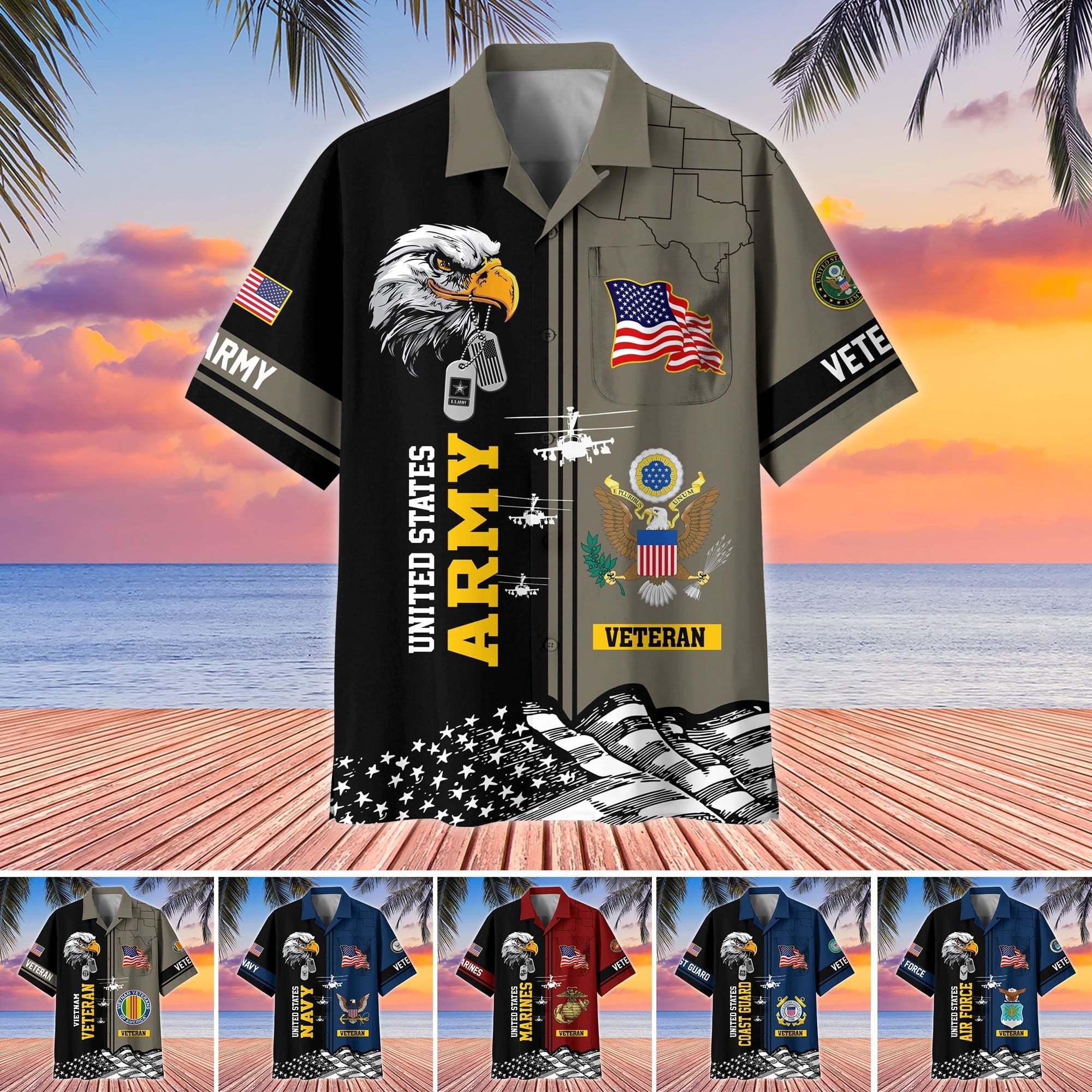 Premium US Veterans Hawaiian Shirt With Pocket, Gifts For US Veterans, Gifts On Independence Day, Veterans Day.