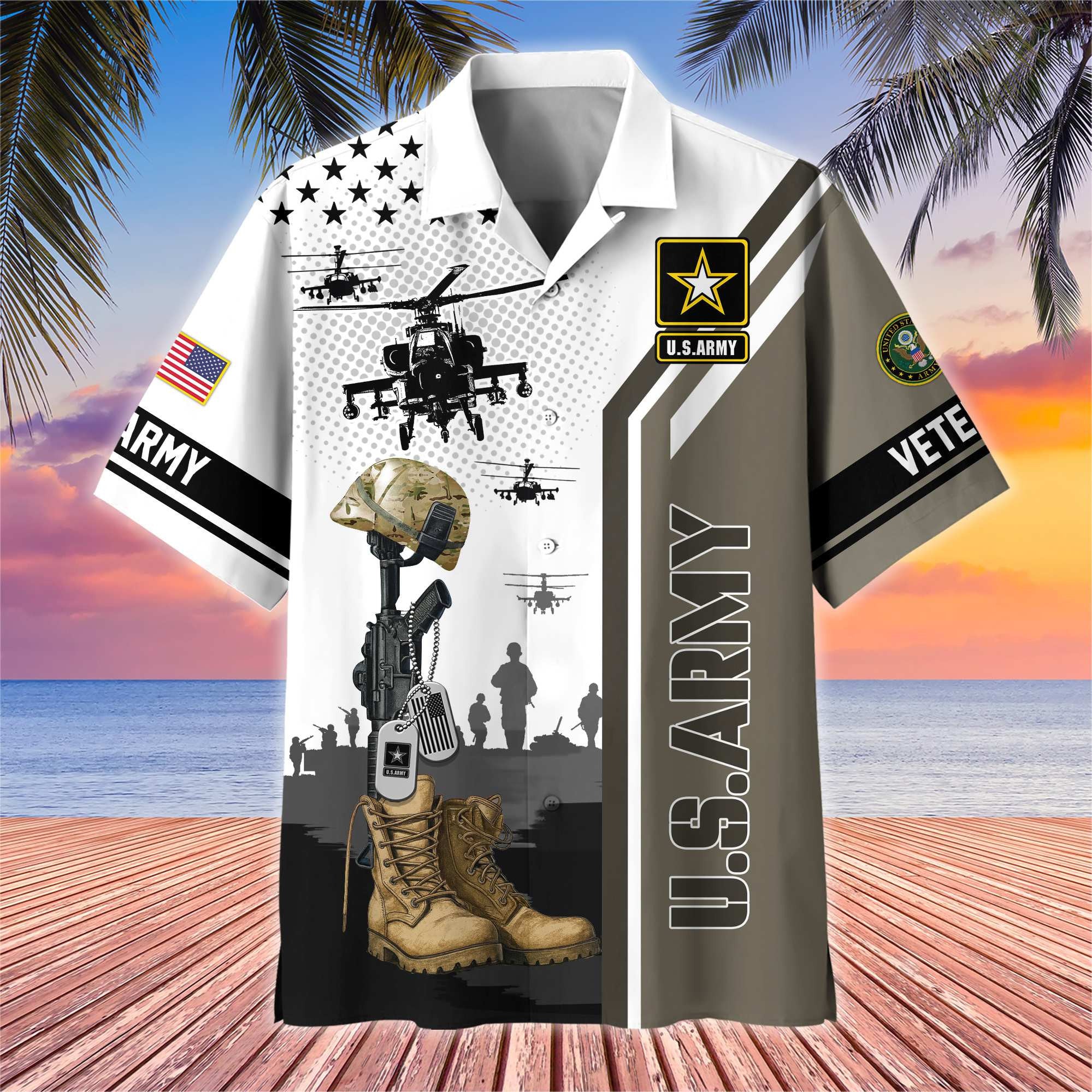 Premium US Veterans Hawaiian Shirt, Gifts For US Veterans, Gifts On Veterans Day.