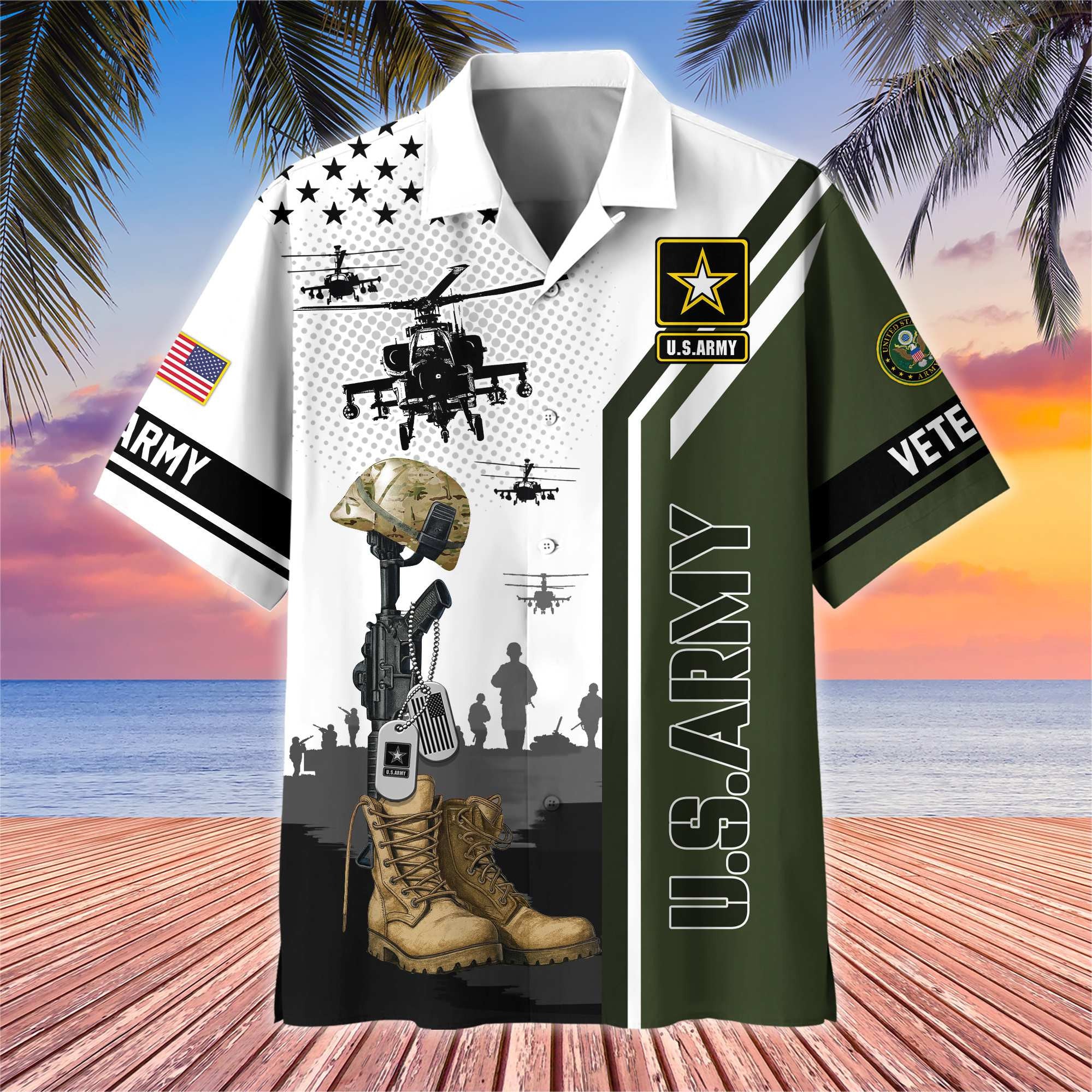 Premium US Veterans Hawaiian Shirt, Gifts For US Veterans, Gifts On Veterans Day.