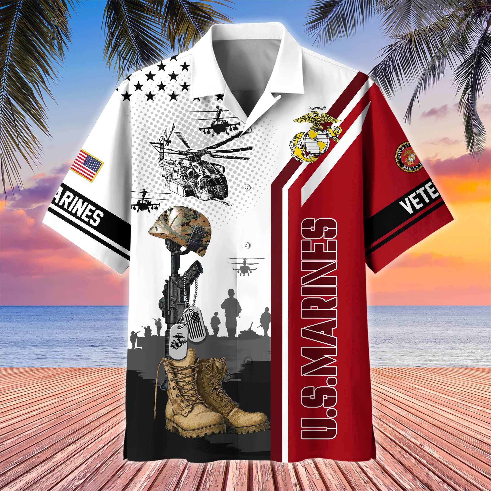 Premium US Veterans Hawaiian Shirt, Gifts For US Veterans, Gifts On Veterans Day.