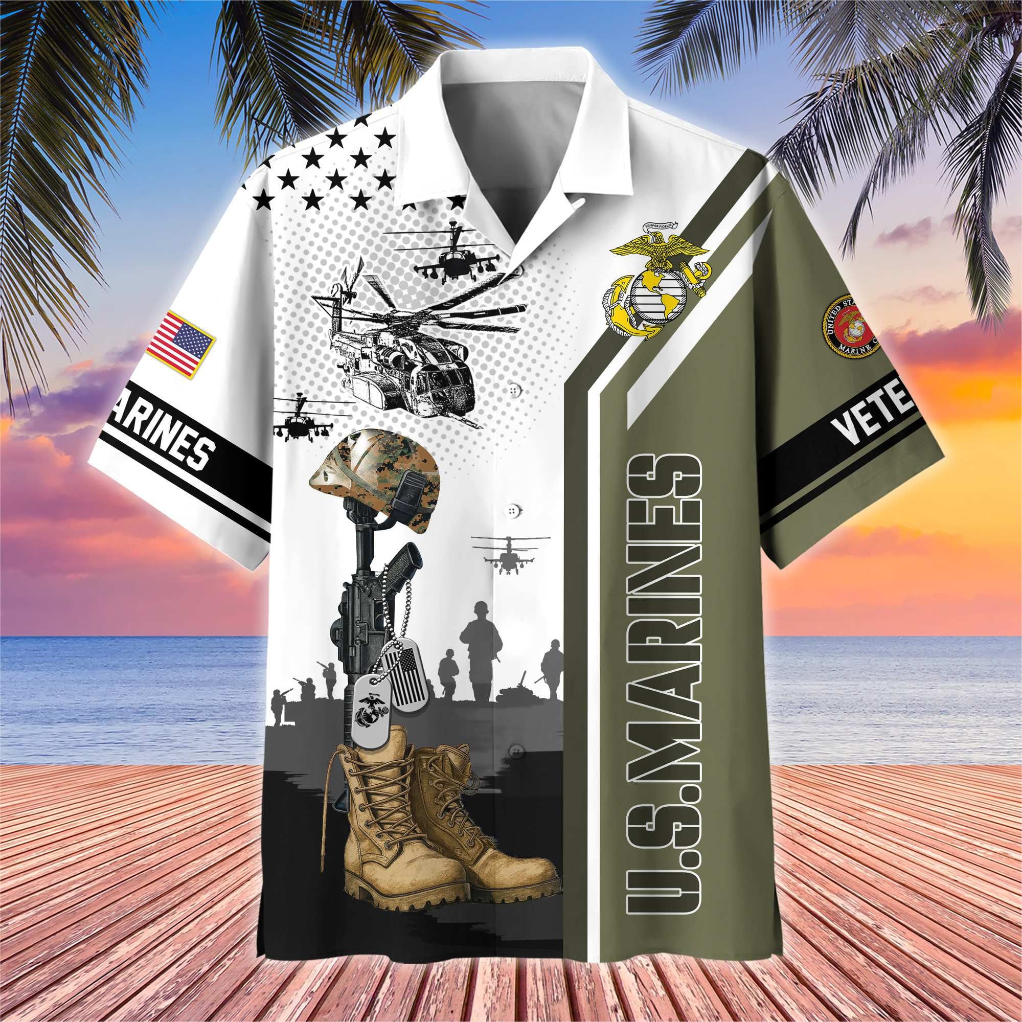 Premium US Veterans Hawaiian Shirt, Gifts For US Veterans, Gifts On Veterans Day.