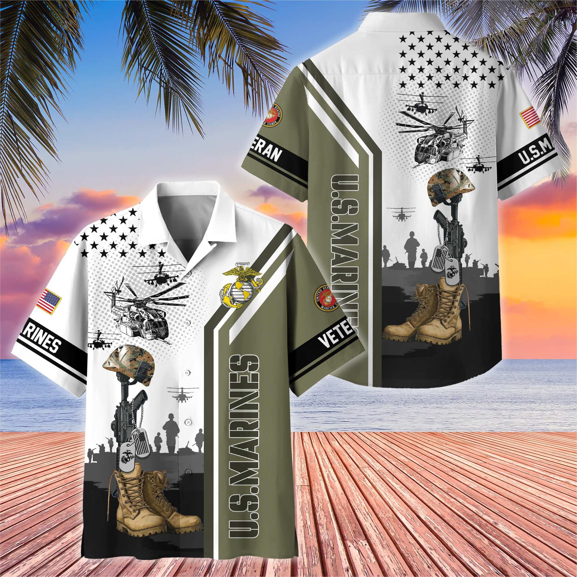 Premium US Veterans Hawaiian Shirt, Gifts For US Veterans, Gifts On Veterans Day.