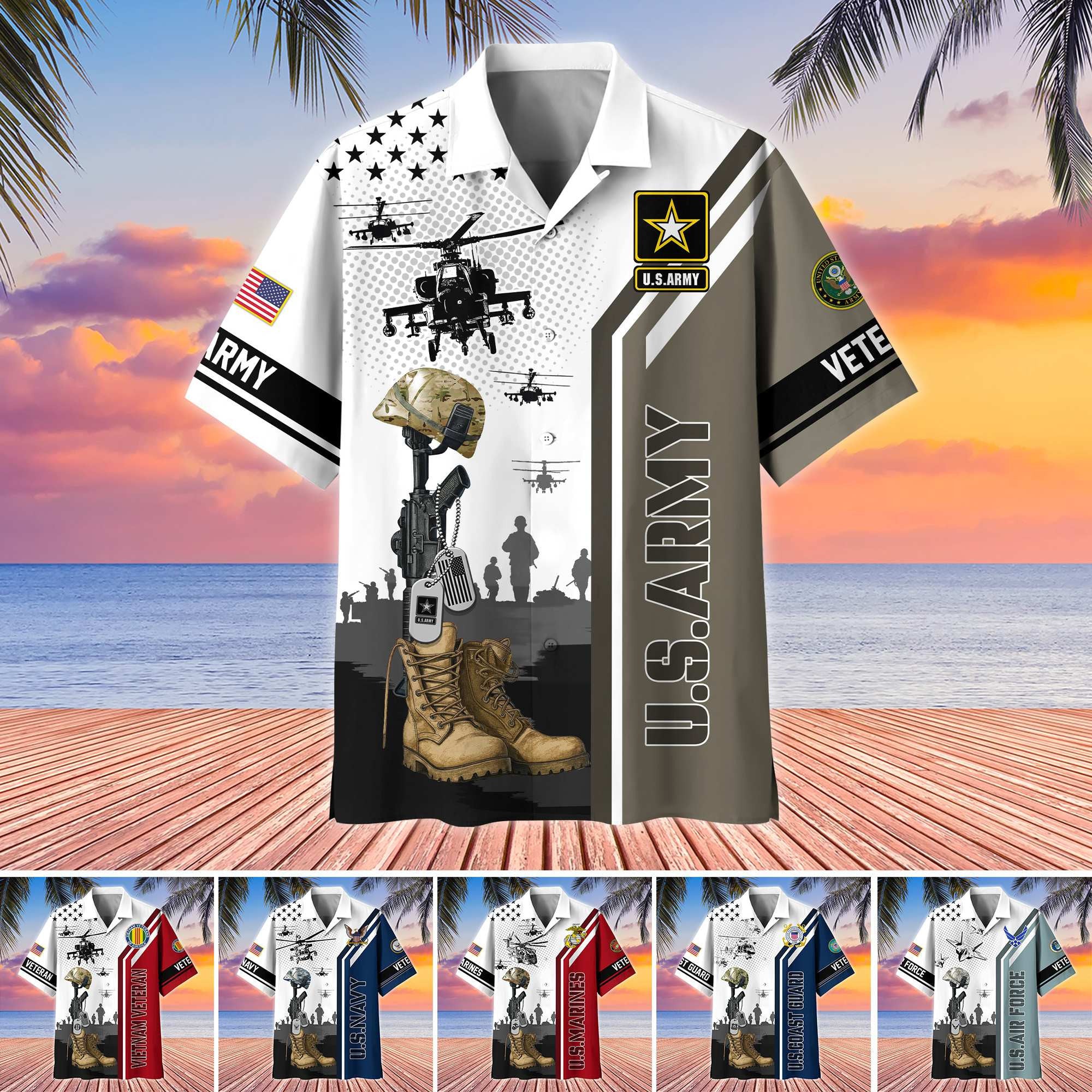 Premium US Veterans Hawaiian Shirt, Gifts For US Veterans, Gifts On Veterans Day.