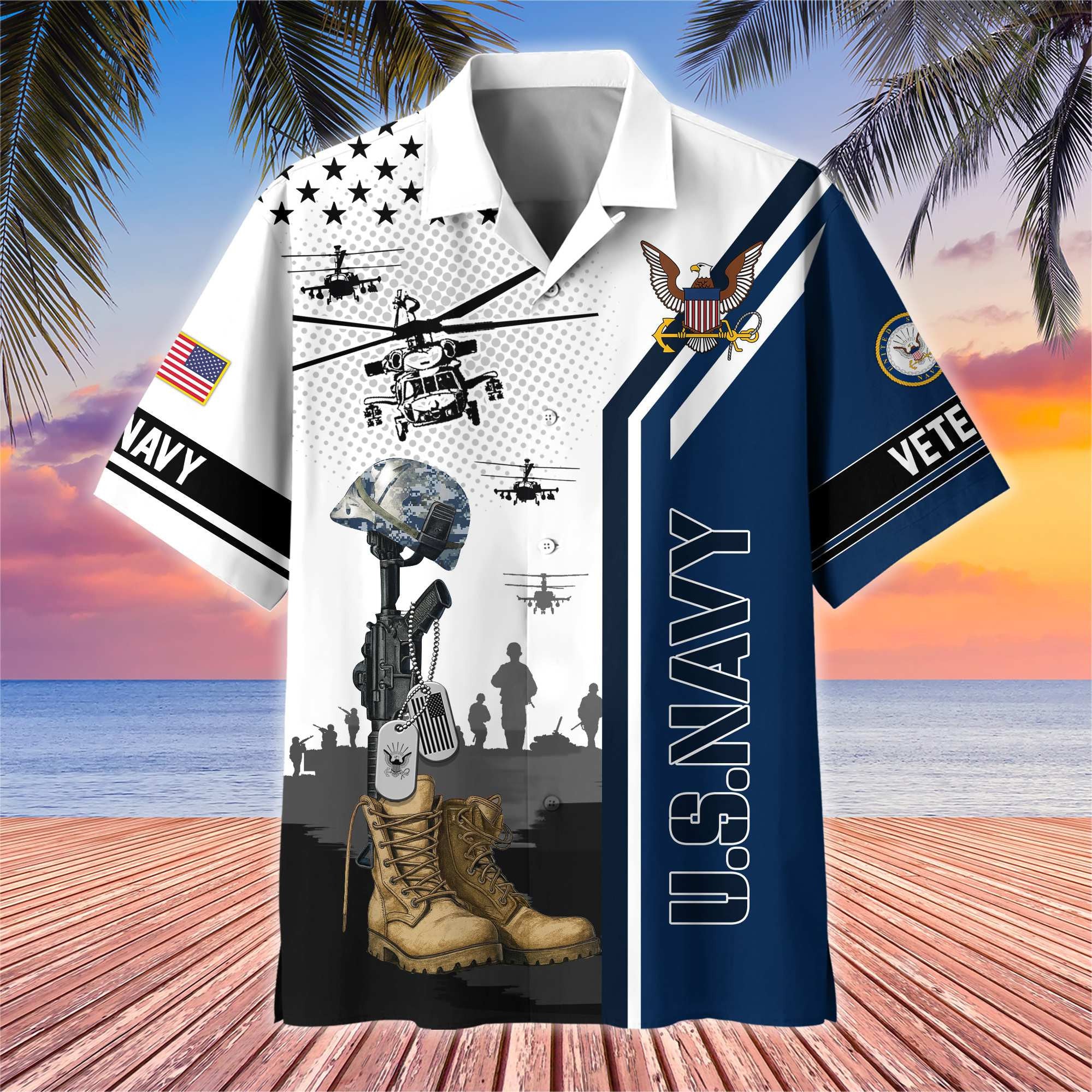 Premium US Veterans Hawaiian Shirt, Gifts For US Veterans, Gifts On Veterans Day.