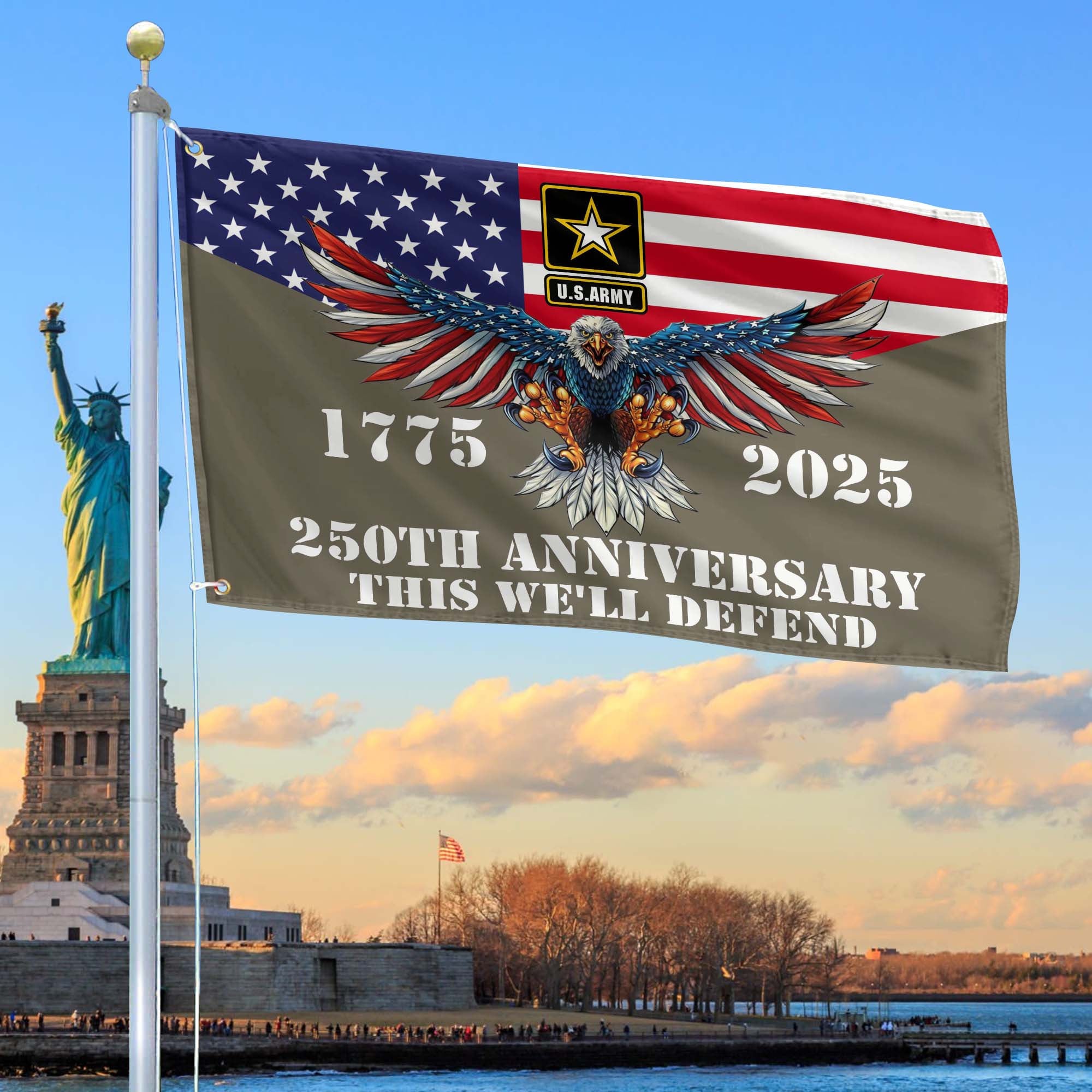 Premium 250th Anniversary Of The Army Grommet Flag, Gifts For Army Veteran, Best Gifts On Father's Day, Veterans Day.