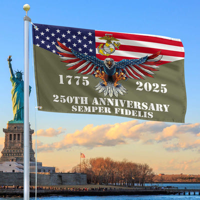 Premium USMC Grommet Flag, 250th Anniversary Marine Corps Flag, Gifts For Marine Veteran, Best Gifts On Father's Day, Veterans Day.