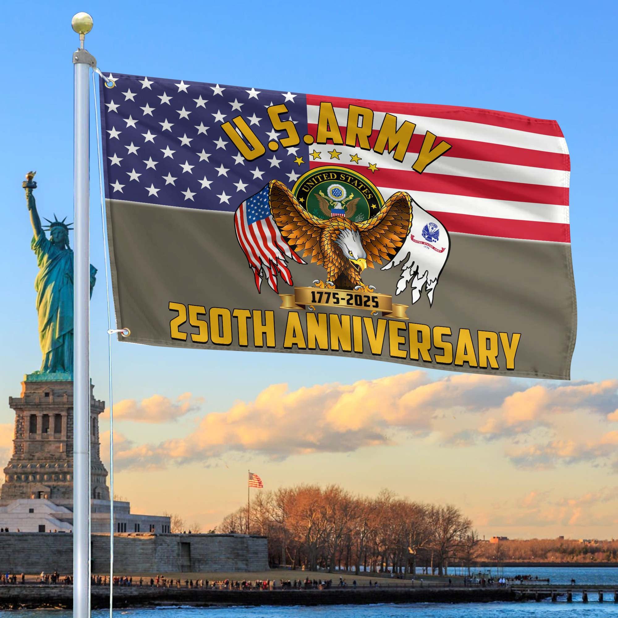 Premium 250th Anniversary Of The Army Grommet Flag, Gifts For Army Veteran, Best Gifts On Father's Day, Veterans Day.