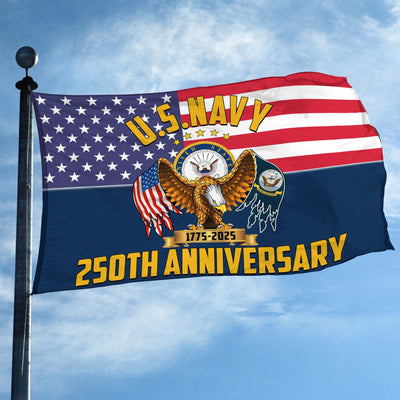 Premium US Navy Grommet Flag, 250th Anniversary Navy Flag, Gifts For Navy Veteran, Best Gifts On Father's Day, Veterans Day.