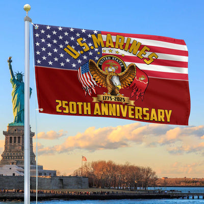 Premium USMC Grommet Flag, 250th Anniversary Marine Corps Flag, Gifts For Marine Veteran, Best Gifts On Father's Day, Veterans Day.