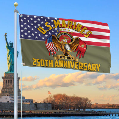 Premium USMC Grommet Flag, 250th Anniversary Marine Corps Flag, Gifts For Marine Veteran, Best Gifts On Father's Day, Veterans Day.