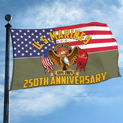 Premium USMC Grommet Flag, 250th Anniversary Marine Corps Flag, Gifts For Marine Veteran, Best Gifts On Father's Day, Veterans Day.