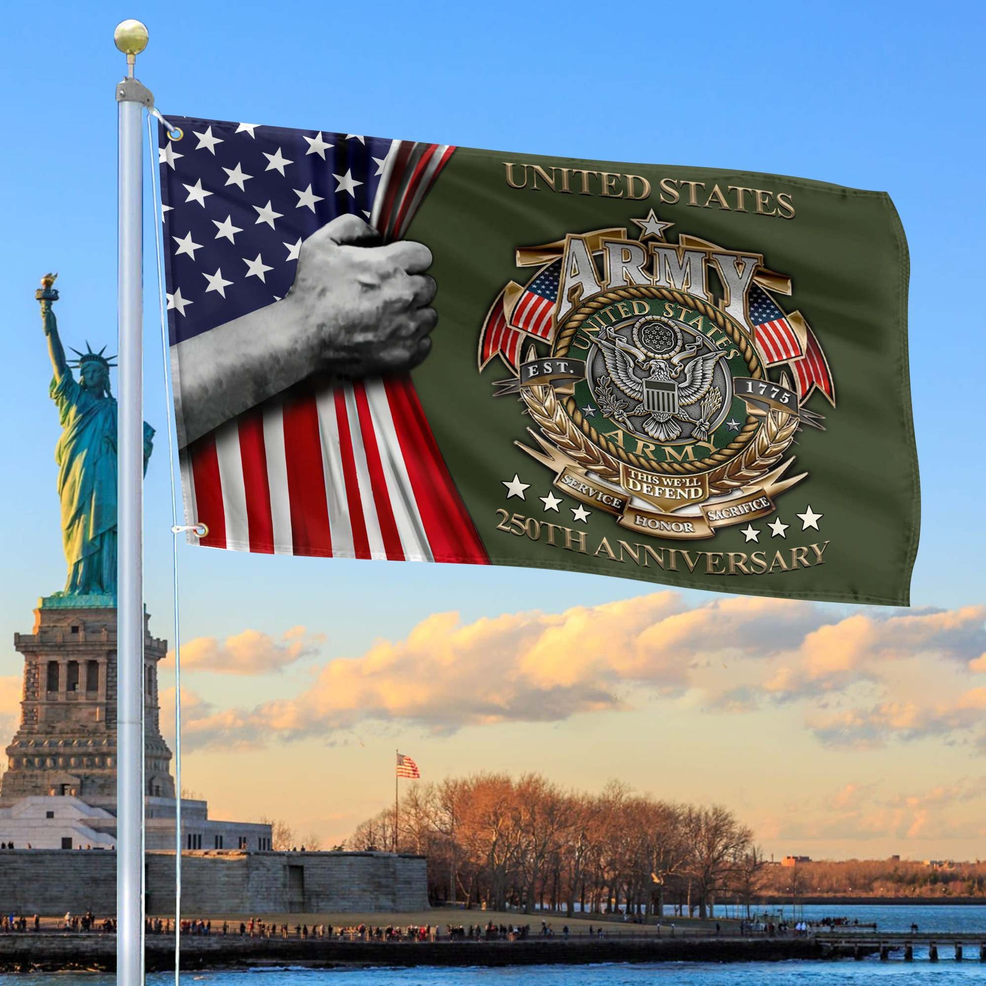 Premium 250th Anniversary Of The Army Grommet Flag, Gifts For Army Veteran, Best Gifts On Father's Day, Veterans Day.