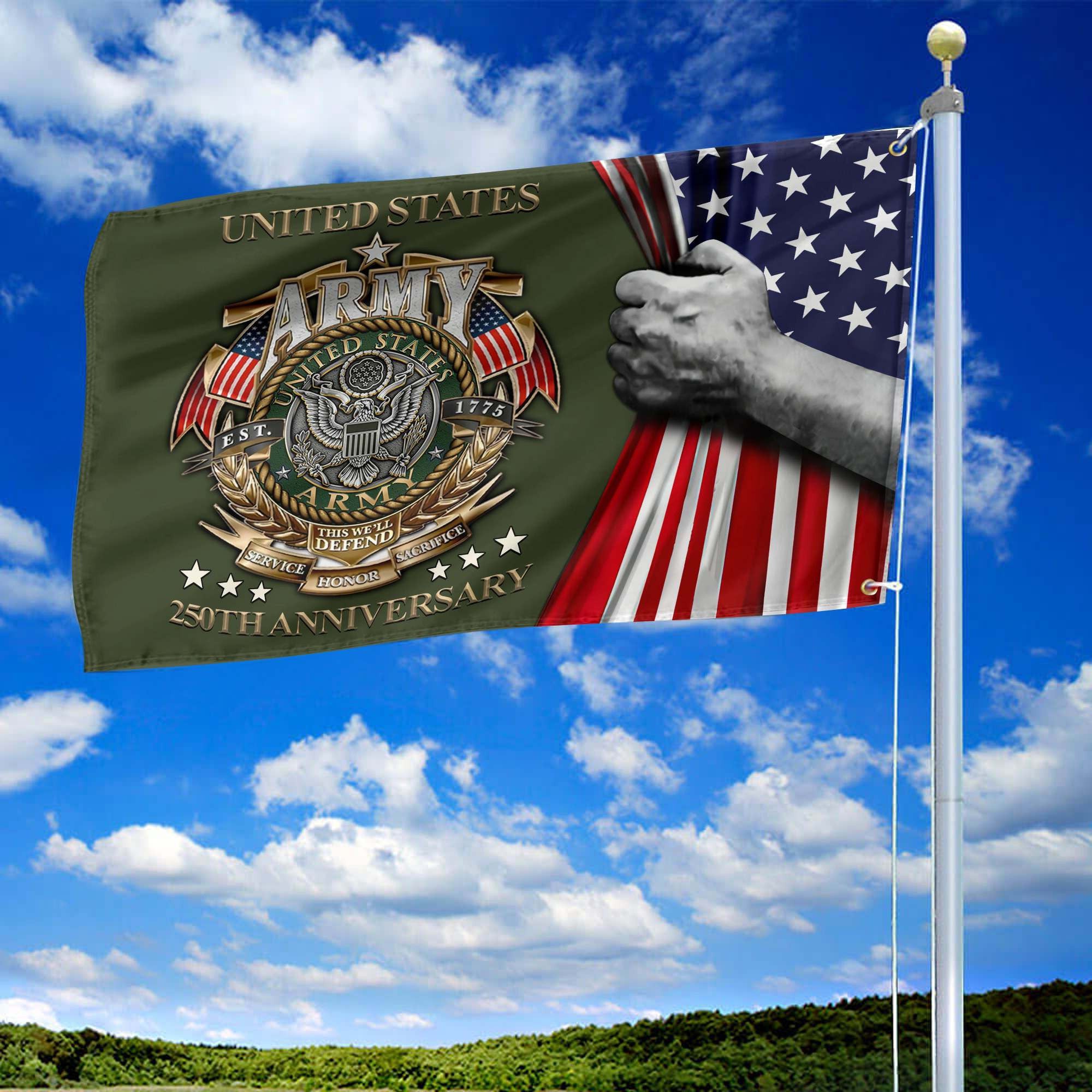 Premium 250th Anniversary Of The Army Grommet Flag, Gifts For Army Veteran, Best Gifts On Father's Day, Veterans Day.