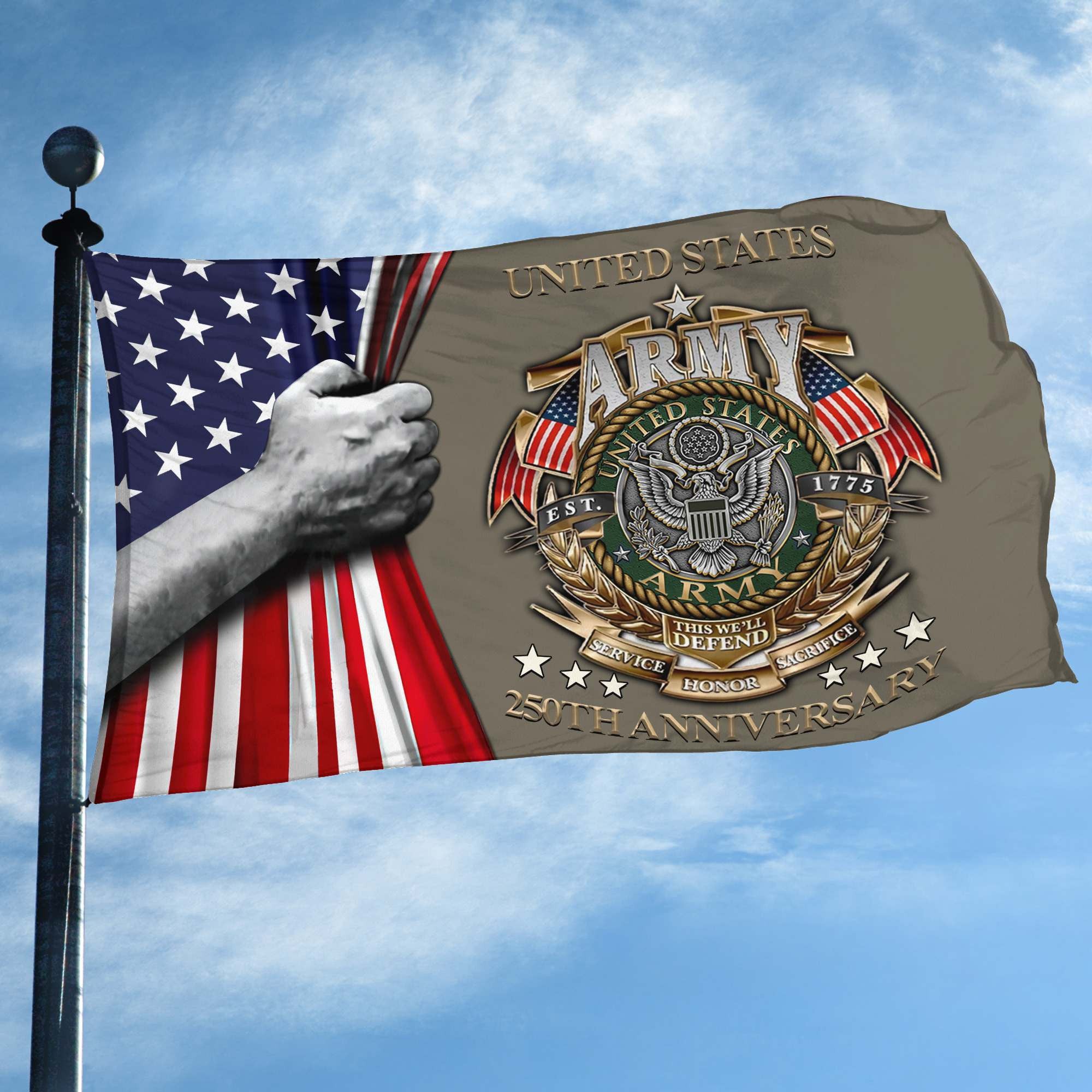 Premium 250th Anniversary Of The Army Grommet Flag, Gifts For Army Veteran, Best Gifts On Father's Day, Veterans Day.