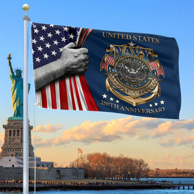 Premium US Navy Grommet Flag, 250th Anniversary Navy Flag, Gifts For Navy Veteran, Best Gifts On Father's Day, Veterans Day.