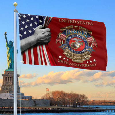 Premium USMC Grommet Flag, 250th Anniversary Marine Corps Flag, Gifts For Marine Veteran, Best Gifts On Father's Day, Veterans Day.