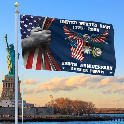 Premium US Navy Grommet Flag, 250th Anniversary Navy Flag, Gifts For Navy Veteran, Best Gifts On Father's Day, Veterans Day.