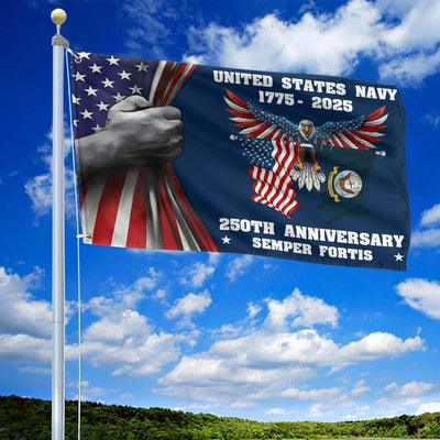 Premium US Navy Grommet Flag, 250th Anniversary Navy Flag, Gifts For Navy Veteran, Best Gifts On Father's Day, Veterans Day.