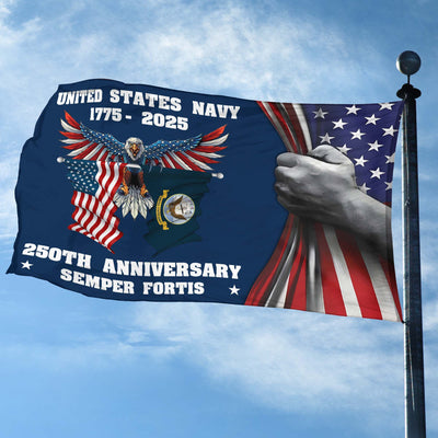 Premium US Navy Grommet Flag, 250th Anniversary Navy Flag, Gifts For Navy Veteran, Best Gifts On Father's Day, Veterans Day.