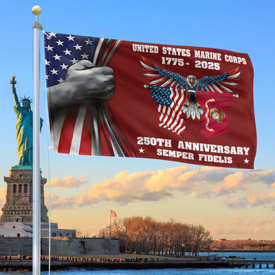 Premium USMC Grommet Flag, 250th Anniversary Marine Corps Flag, Gifts For Marine Veteran, Best Gifts On Father's Day, Veterans Day.