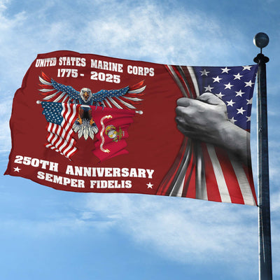 Premium USMC Grommet Flag, 250th Anniversary Marine Corps Flag, Gifts For Marine Veteran, Best Gifts On Father's Day, Veterans Day.