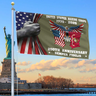 Premium USMC Grommet Flag, 250th Anniversary Marine Corps Flag, Gifts For Marine Veteran, Best Gifts On Father's Day, Veterans Day.