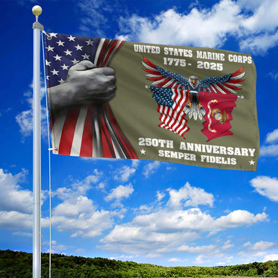 Premium USMC Grommet Flag, 250th Anniversary Marine Corps Flag, Gifts For Marine Veteran, Best Gifts On Father's Day, Veterans Day.