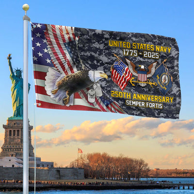 Premium US Navy Grommet Flag, 250th Anniversary Navy Flag, Gifts For Navy Veteran, Best Gifts On Father's Day, Veterans Day.