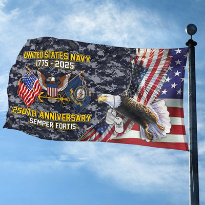 Premium US Navy Grommet Flag, 250th Anniversary Navy Flag, Gifts For Navy Veteran, Best Gifts On Father's Day, Veterans Day.