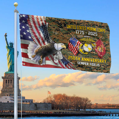 Premium USMC Grommet Flag, 250th Anniversary Marine Corps Flag, Gifts For Marine Veteran, Best Gifts On Father's Day, Veterans Day.