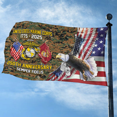 Premium USMC Grommet Flag, 250th Anniversary Marine Corps Flag, Gifts For Marine Veteran, Best Gifts On Father's Day, Veterans Day.