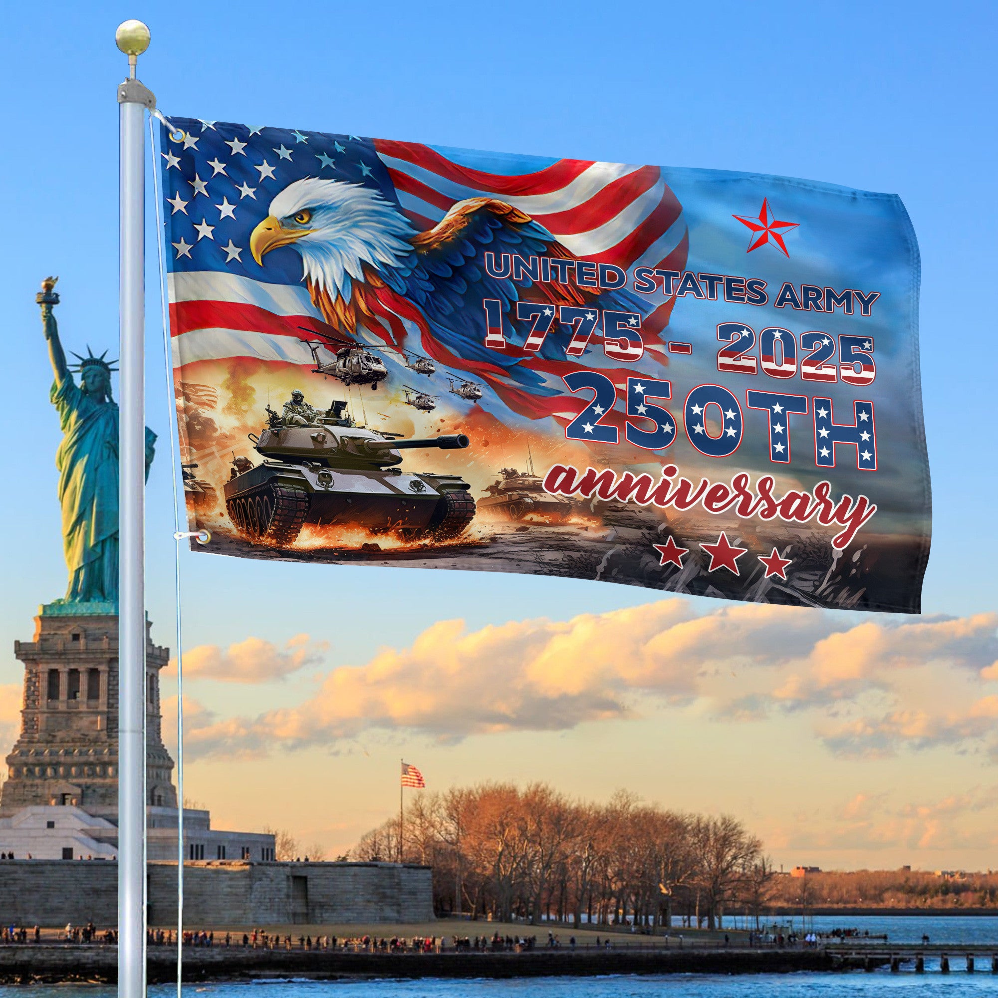 Premium 250th Anniversary Of The Army Grommet Flag, Gifts For Army Veteran, Best Gifts On Father's Day, Veterans Day.