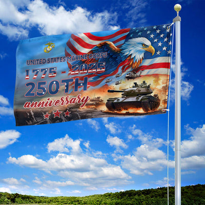 Premium USMC Grommet Flag, 250th Anniversary Marine Corps Flag, Gifts For Marine Veteran, Best Gifts On Father's Day, Veterans Day.