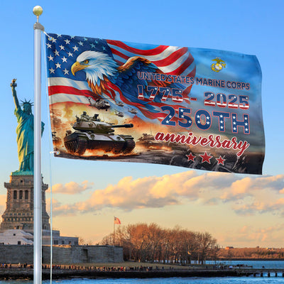 Premium USMC Grommet Flag, 250th Anniversary Marine Corps Flag, Gifts For Marine Veteran, Best Gifts On Father's Day, Veterans Day.