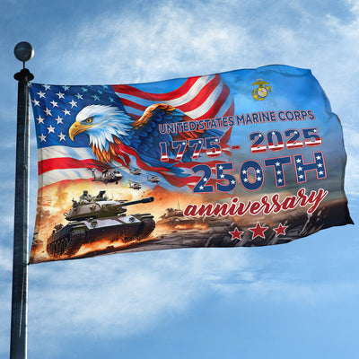 Premium USMC Grommet Flag, 250th Anniversary Marine Corps Flag, Gifts For Marine Veteran, Best Gifts On Father's Day, Veterans Day.