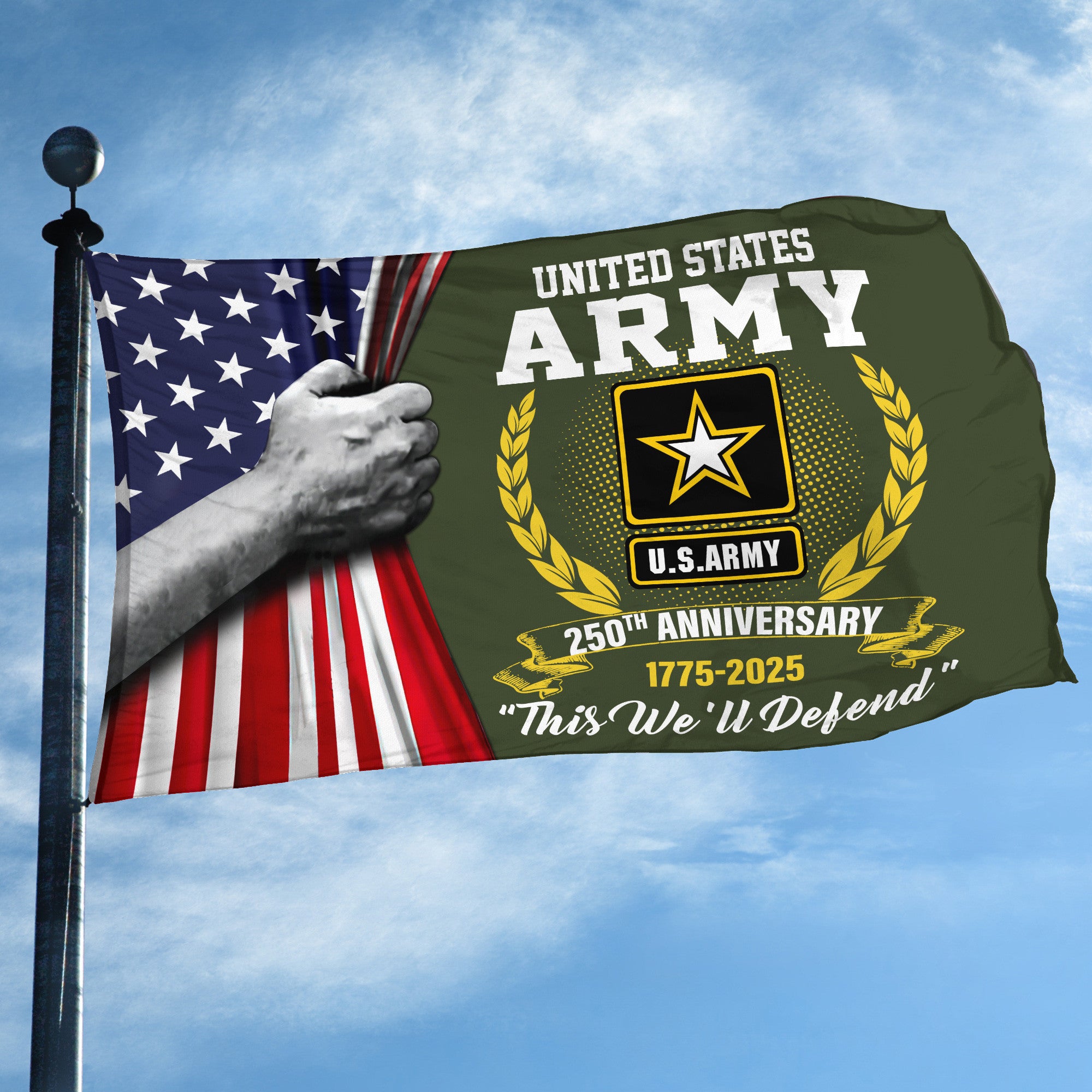 Premium 250th Anniversary Of The Army Grommet Flag, Gifts For Army Veteran, Best Gifts On Father's Day, Veterans Day.