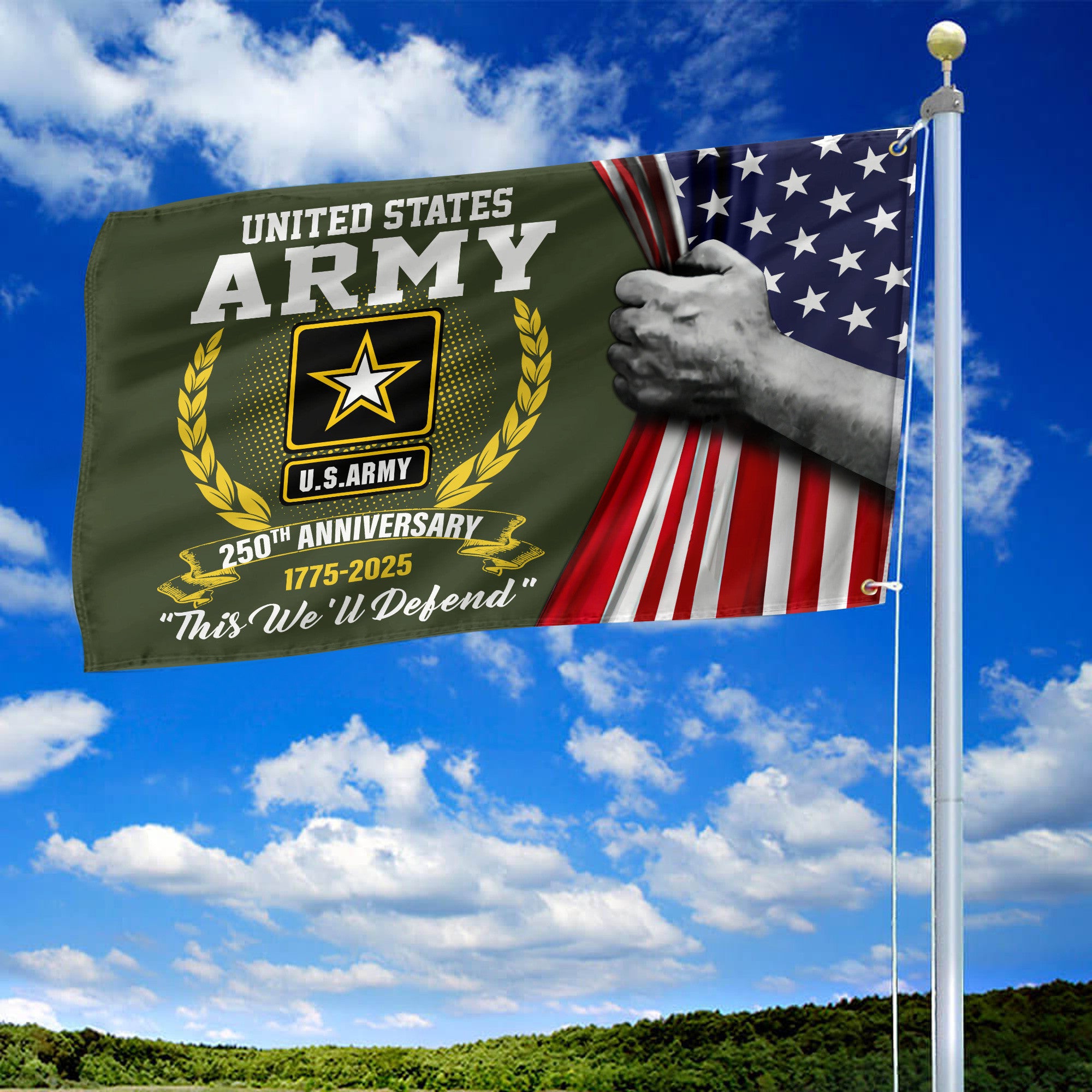 Premium 250th Anniversary Of The Army Grommet Flag, Gifts For Army Veteran, Best Gifts On Father's Day, Veterans Day.