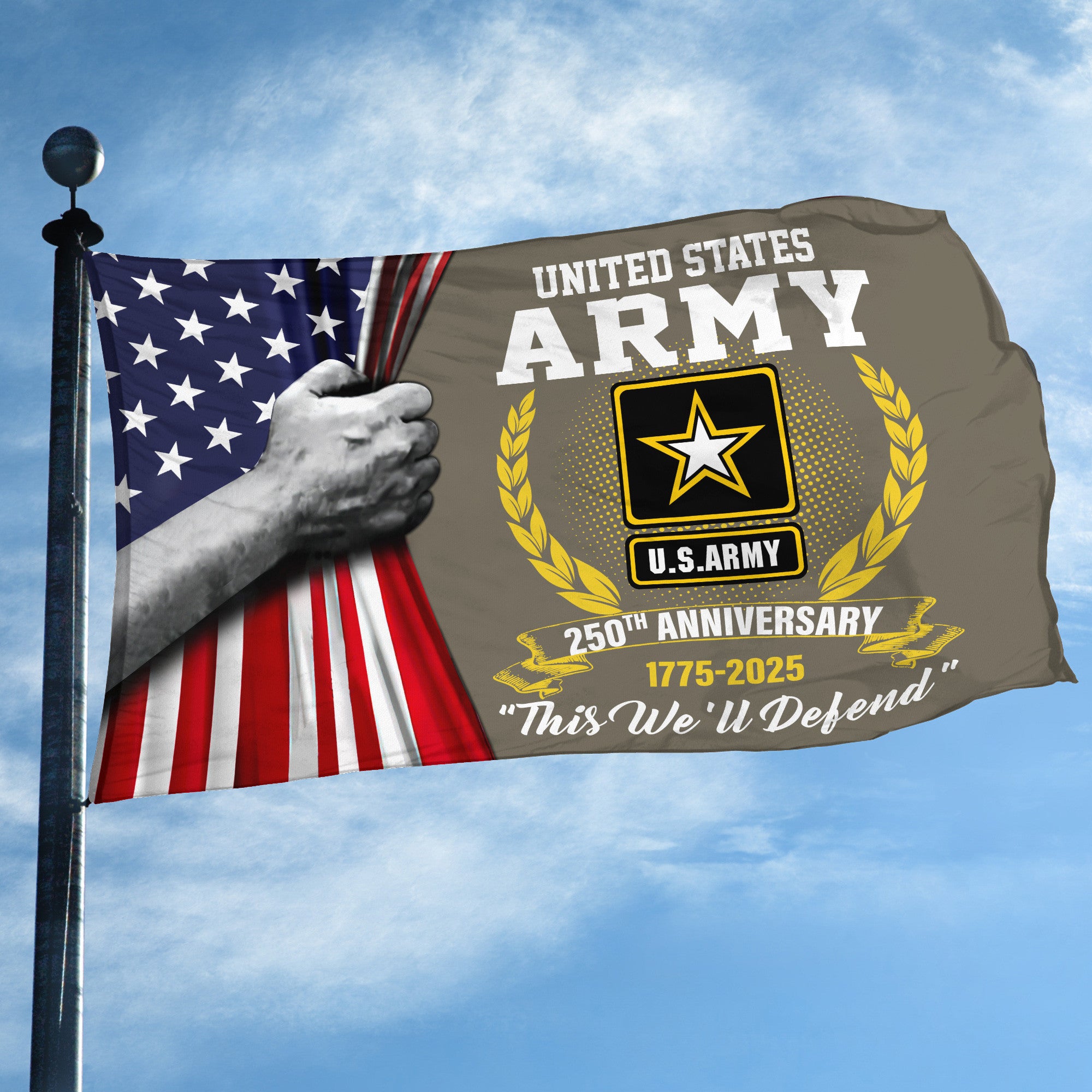 Premium 250th Anniversary Of The Army Grommet Flag, Gifts For Army Veteran, Best Gifts On Father's Day, Veterans Day.