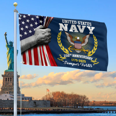 Premium US Navy Grommet Flag, 250th Anniversary Navy Flag, Gifts For Navy Veteran, Best Gifts On Father's Day, Veterans Day.