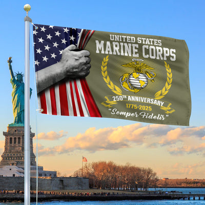 Premium USMC Grommet Flag, 250th Anniversary Marine Corps Flag, Gifts For Marine Veteran, Best Gifts On Father's Day, Veterans Day.
