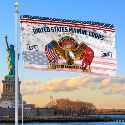 Premium USMC Grommet Flag, 250th Anniversary Marine Corps Flag, Gifts For Marine Veteran, Best Gifts On Father's Day, Veterans Day.
