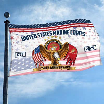 Premium USMC Grommet Flag, 250th Anniversary Marine Corps Flag, Gifts For Marine Veteran, Best Gifts On Father's Day, Veterans Day.