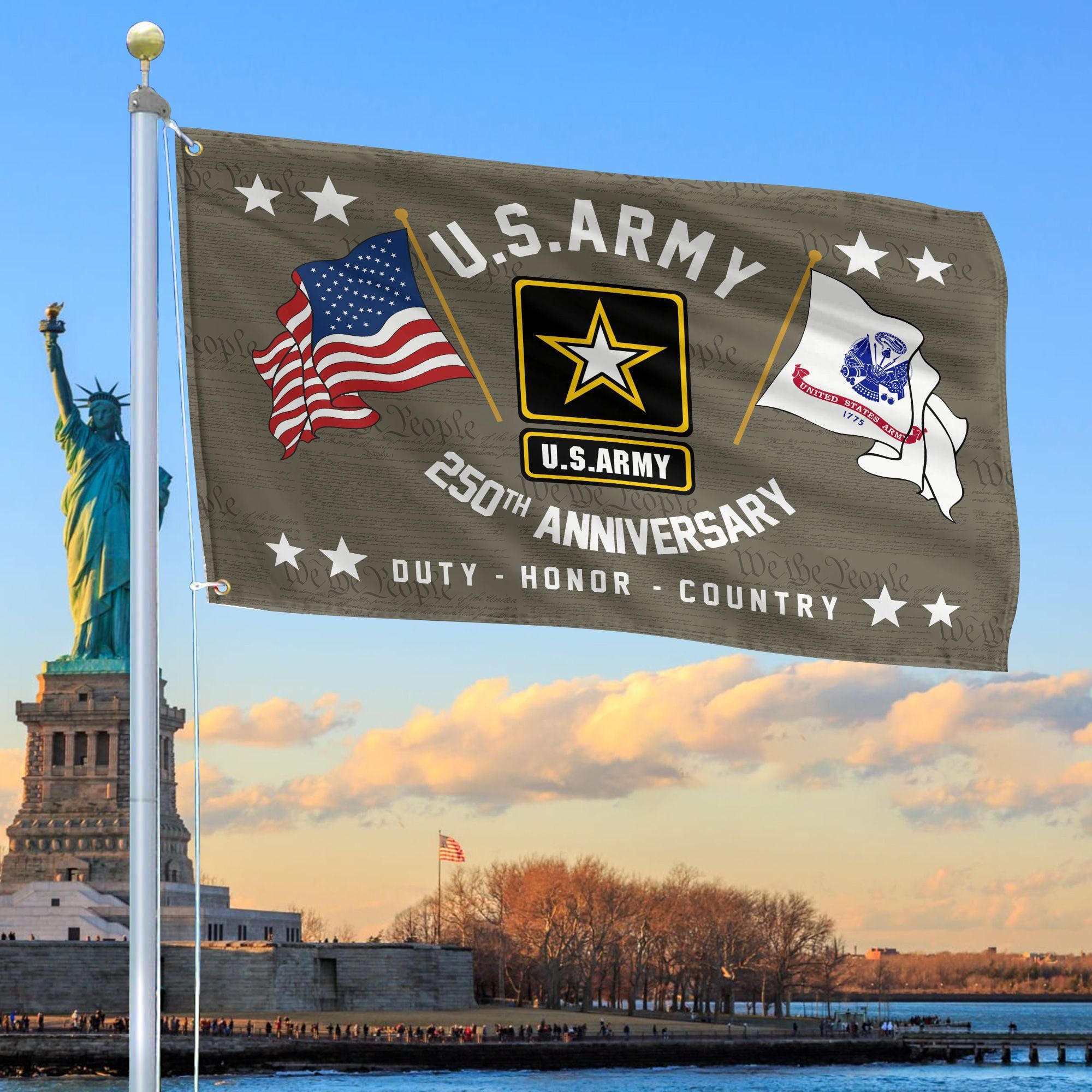 Premium 250th Anniversary Of The Army Grommet Flag, Gifts For Army Veteran, Best Gifts On Father's Day, Veterans Day.