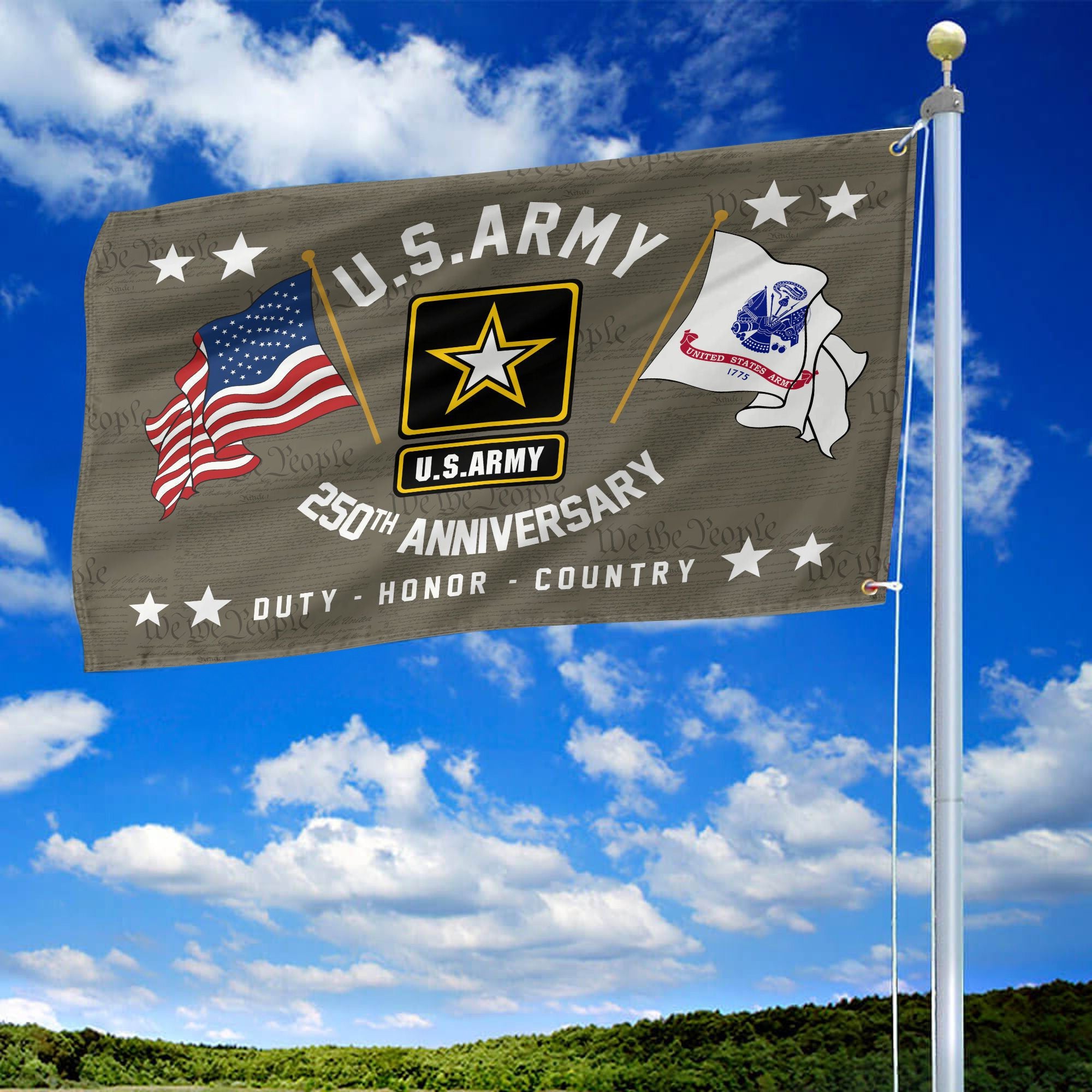 Premium 250th Anniversary Of The Army Grommet Flag, Gifts For Army Veteran, Best Gifts On Father's Day, Veterans Day.