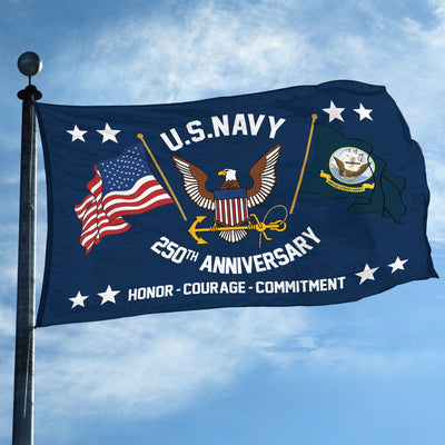 Premium US Navy Grommet Flag, 250th Anniversary Navy Flag, Gifts For Navy Veteran, Best Gifts On Father's Day, Veterans Day.