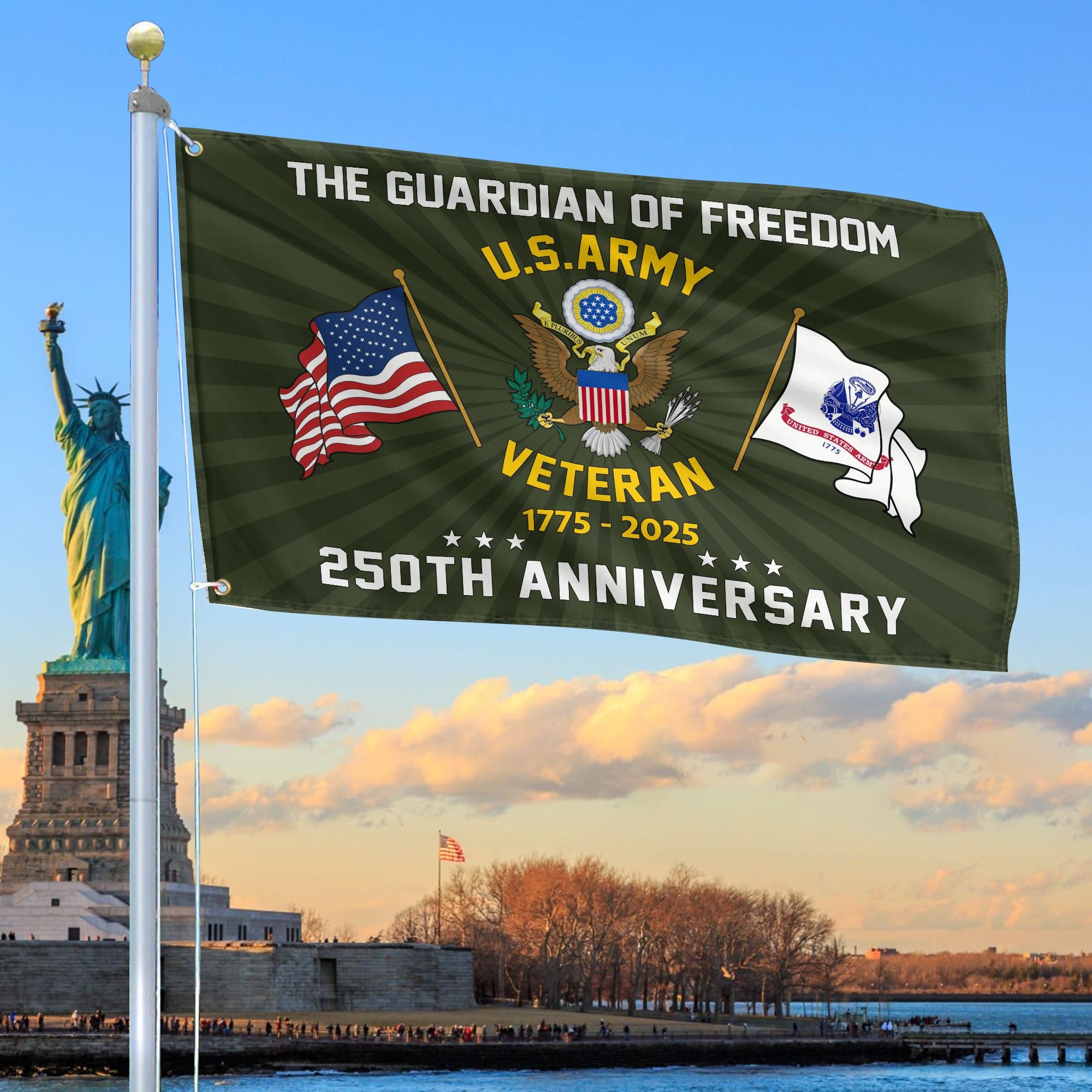 Premium 250th Anniversary Of The Army Grommet Flag, Gifts For Army Veteran, Best Gifts On Father's Day, Veterans Day.