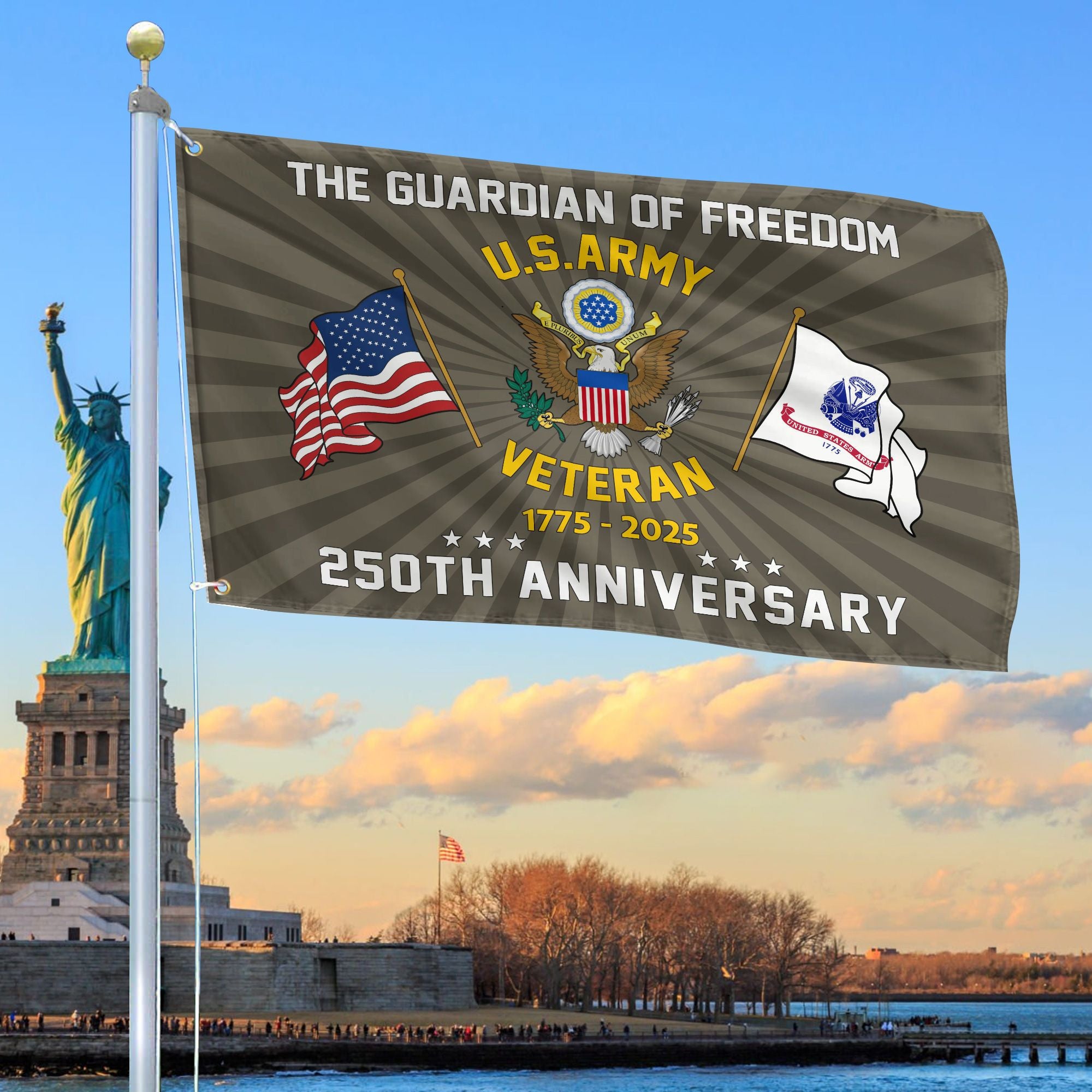 Premium 250th Anniversary Of The Army Grommet Flag, Gifts For Army Veteran, Best Gifts On Father's Day, Veterans Day.