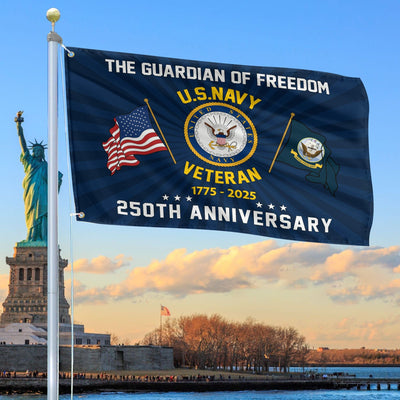 Premium US Navy Grommet Flag, 250th Anniversary Navy Flag, Gifts For Navy Veteran, Best Gifts On Father's Day, Veterans Day.