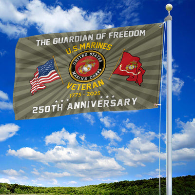 Premium USMC Grommet Flag, 250th Anniversary Marine Corps Flag, Gifts For Marine Veteran, Best Gifts On Father's Day, Veterans Day.